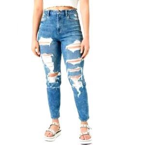 American Eagle Distressed Stretch Mom Jeans